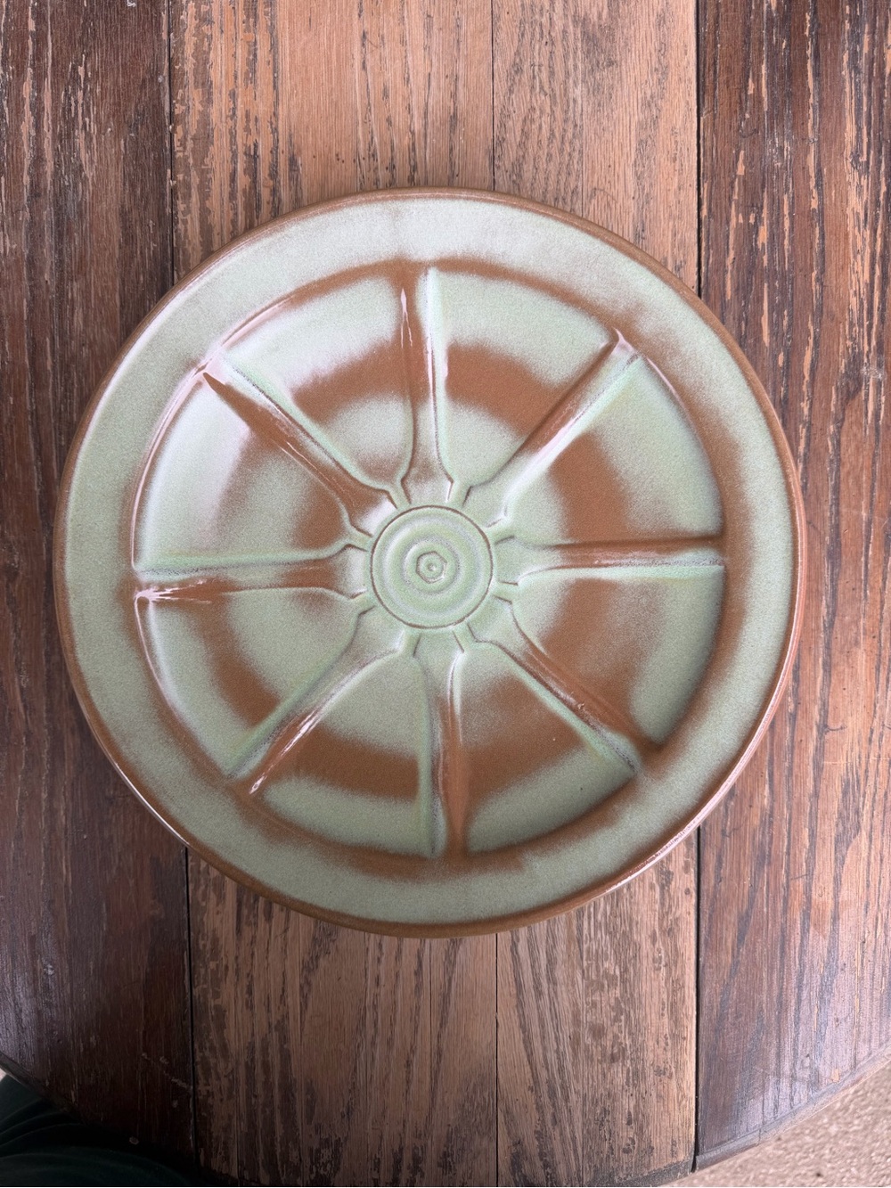 Frankoma 94FL Wagon Wheel Prairie Green Dinner Plate